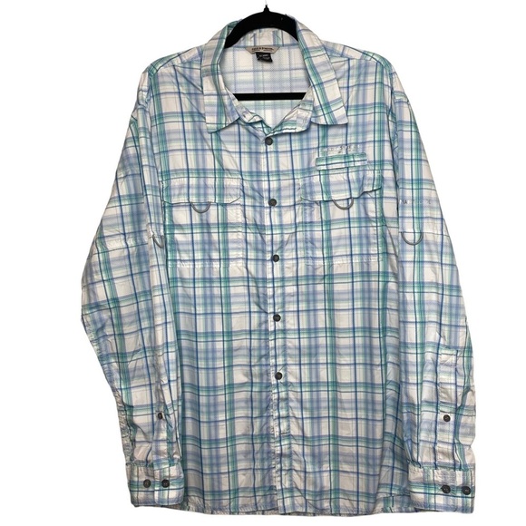 Field‎ & Stream Frontier Blue Cisco Plaid Vented Long Sleeve Fishing Shirt XL